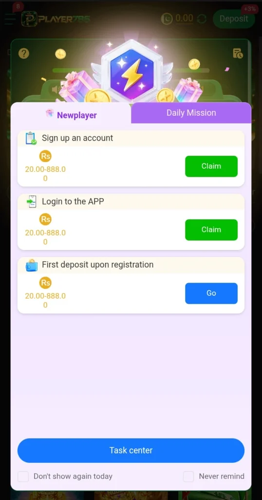 player786 rewards